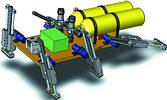 An engineering drawing of the PERIUS Team&#8217;s PRP6 walking robot